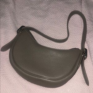 Quince Olive Gray Crescent Shoulder Bag
